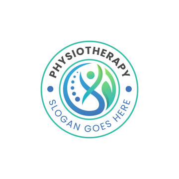 physiotherapy with people leaf logo design for medical, health and physiotherapy, Chiropractic and wellness logo