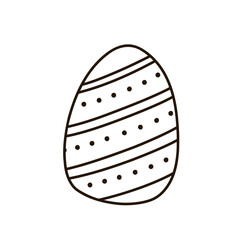 Cute decorated Easter egg isolated on white background. Vector hand-drawn illustration in doodle style. Perfect for holiday designs, cards, logo, decorations.