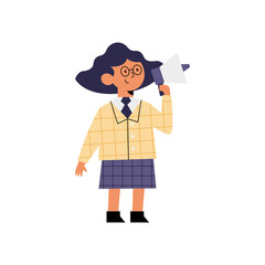 schoolgirl with megaphone