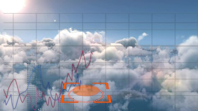 Animation of data processing over clouds and grid