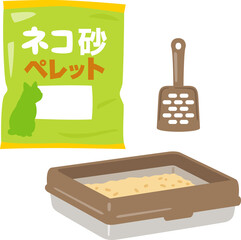 猫用トイレとトイレ用砂、猫砂