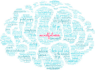 Fototapeta na wymiar Mindfulness Word Cloud on a white background. 