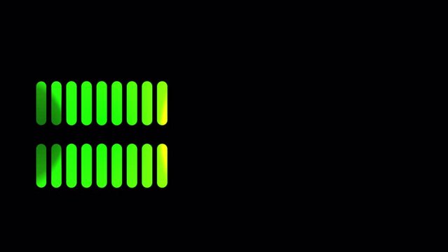 Close up, audio spectrum line waveform animation on alpha channel. Digital audio led, VU meter. Loopable, 4k background video.