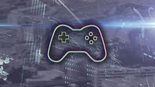 Animation of game pad controller over data processing - Powered by Adobe