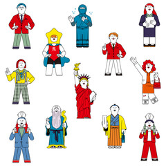 笑顔の人たち_イラストセット