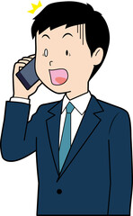 電話で驚く男性ビジネスマン