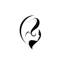 silhouette design logo leaf woman beauty