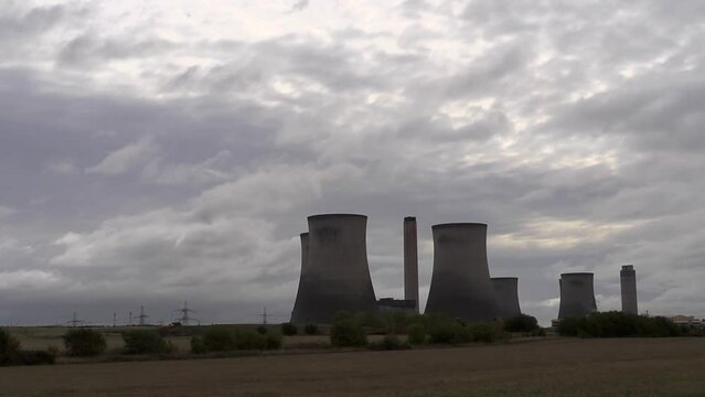 Time lapse clouds behind Didcot Power Station.