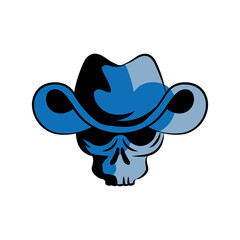 blue skull gunslinger head