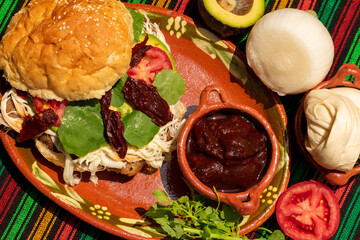 Traditional and typical cemita made in Mexico, Puebla. Gastronomic icon of all Mexico, Puebla