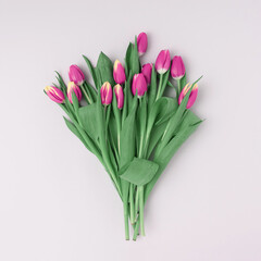 Flower tulip bouquet. Minimal modern creative Valentines or woman's day concept. Retro style new vintage.