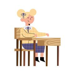 blond student girl in desk