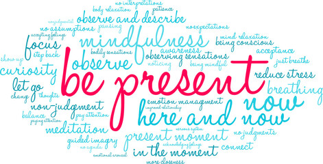 Be Present Word Cloud on a white background. 