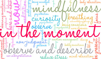 In the Moment Word Cloud on a white background. 