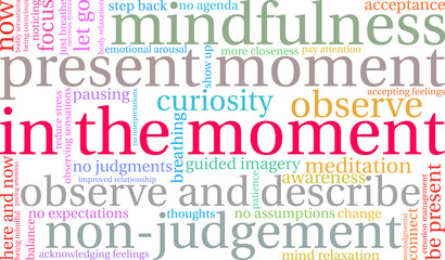 In the Moment Word Cloud on a white background. 