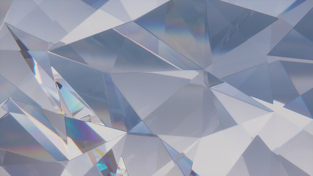 Glass 3D Polygon Wall. Trendy Glossy Background.