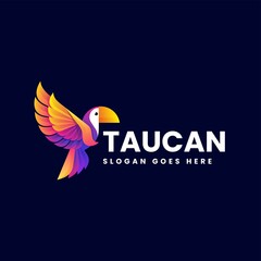 Vector Logo Illustration Toucan Gradient Colorful Style.