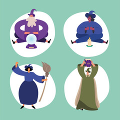 set of wizard and witches