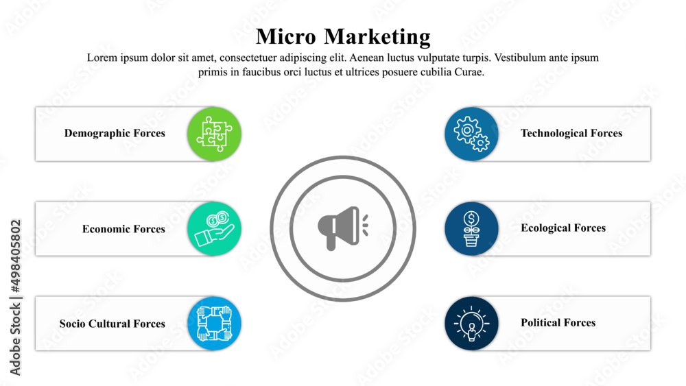 Wall mural infographic presentation template of the micro-marketing strategy used over a target group of custom