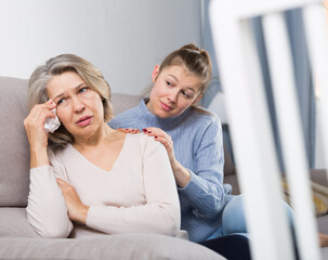 Family quarrel of an mother and adult daughter. High quality photo