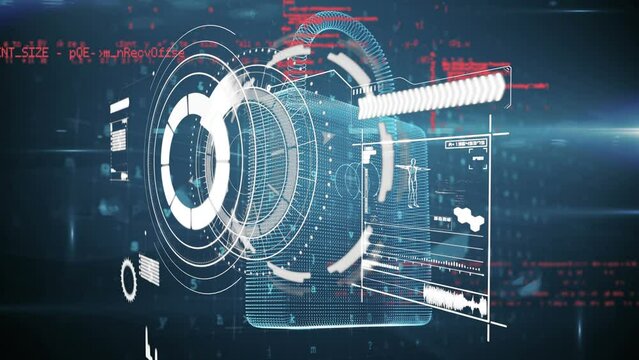 Animation of scope scanning over data processing on black backgorund