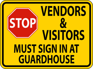 Vendors and Visitors Sign On White Background
