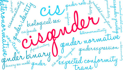 Cisgender Word Cloud on a white background. 