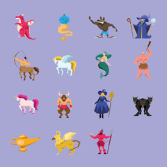 set of fantastic, magical creatures