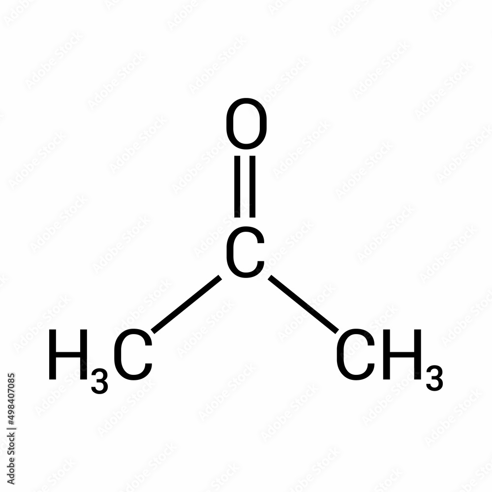 Sticker chemical structure of acetone (c3h6o)