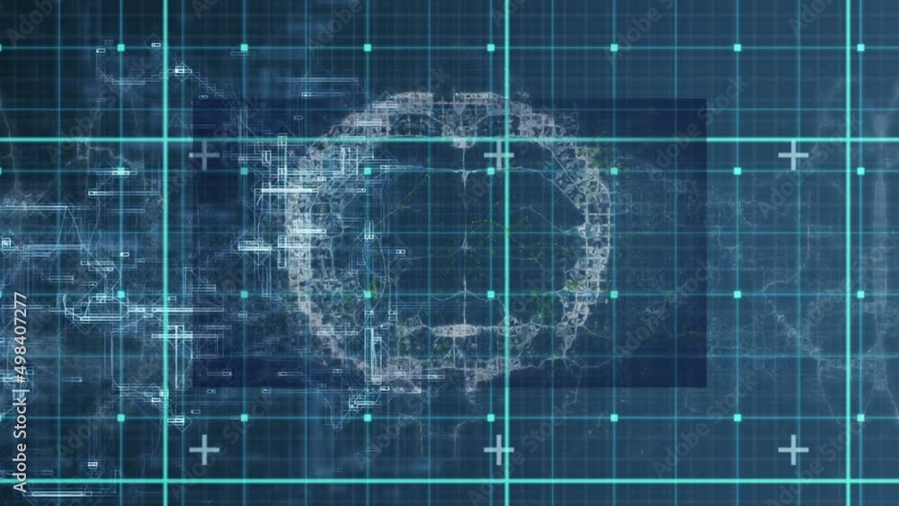 Poster animation of diverse data and rotating brain over blue digital screen