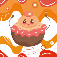 Isolated happy cupcake cartoon cute bakery character Vector