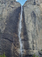 Cascading waters of Yosemite Falls in Yosemite National Park, California