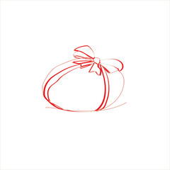 Continuous line drawing. gift box with red ribbon illustration icon vector