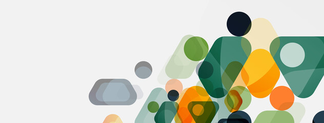 Color bubbles and rounded geometric shapes on white. Vector geometric minimal abstract background for wallpaper, banner, background, landing page