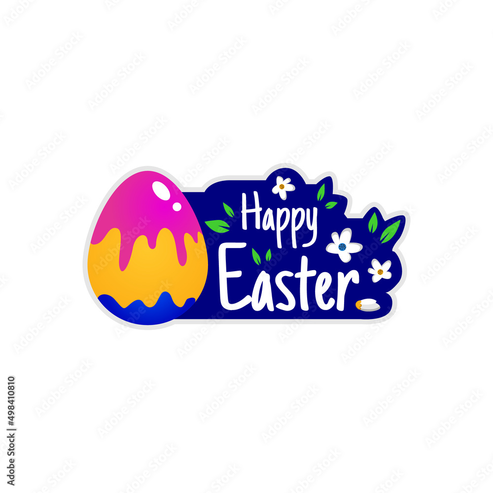 Wall mural happy easter sticker design template vector