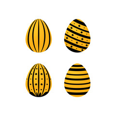 Yellow easter egg different motif design vector