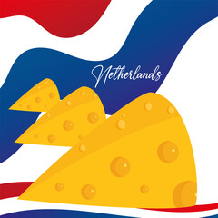 Group of slices of cheese Netherlands travel concept Vector