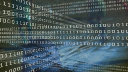 Animation of binary coding over diverse football players on stadium - Powered by Adobe