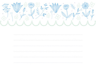 水色と緑の北欧お手紙フレーム