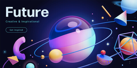 3d futuristic neon space template