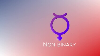 Animation of non binary symbol over colorful background