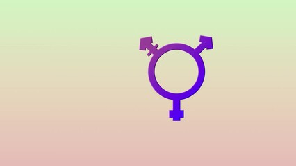 Animation of non binary symbol over colorful background