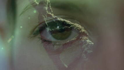 Animation of spinning dna string and data processing over women - Powered by Adobe