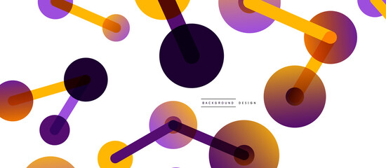 Line points connections geometric abstract background. Circles connected by lines. Trendy techno business template for wallpaper, banner, background or landing