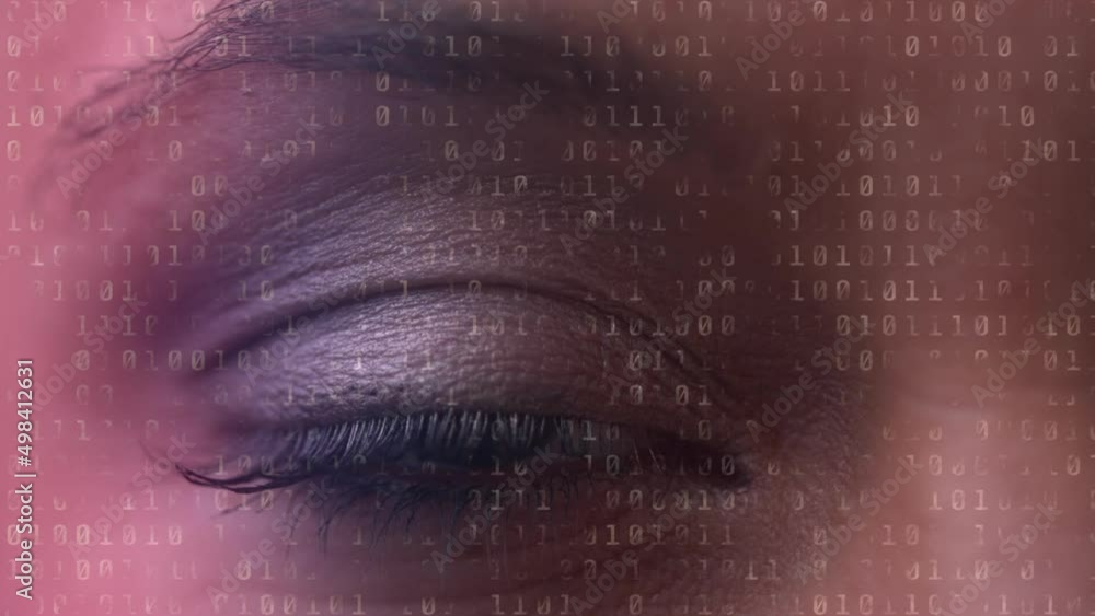 Poster animation of binary coding over eye