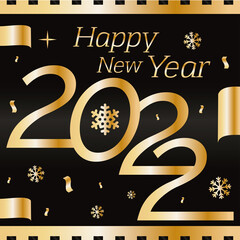Fototapeta na wymiar Black happy new year template with golden text Vector
