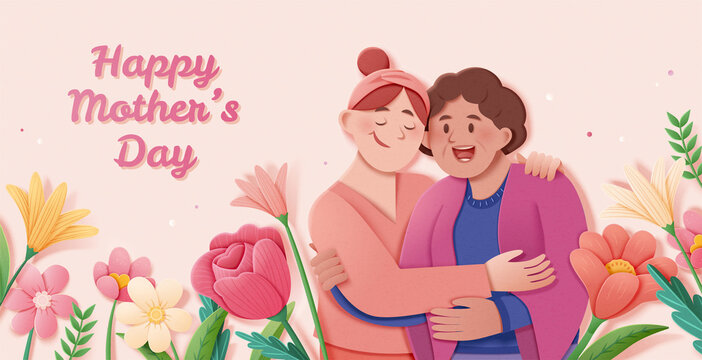 Warm Diverse Mother's Day Banner