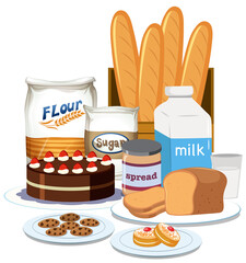 Bakery bread and milk set
