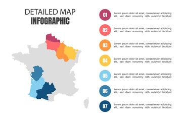 Fototapeta na wymiar Modern Detailed Map Infographic of France