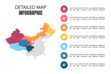 Fototapeta na wymiar Modern Detailed Map Infographic of China